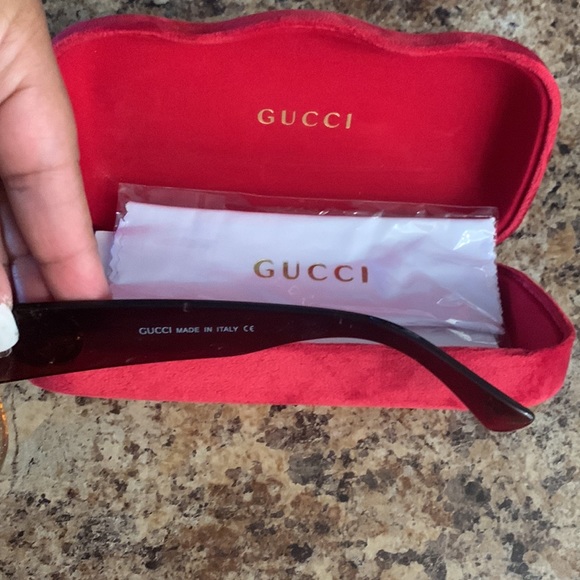 Gucci Glasses Pink, Orange, and Brown with Gucci symbols on left & right - Picture 3 of 8